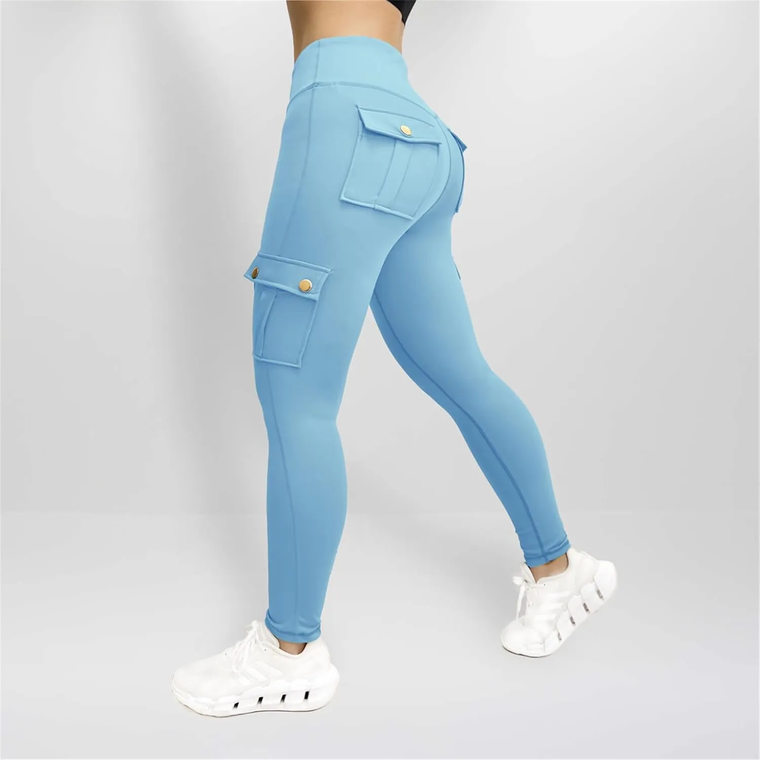 Kubbon Women's Yoga Leggings Butt Lifting Cargo Pants High Waist Tummy Control Workout Pants Lounge Trousers with Pockets