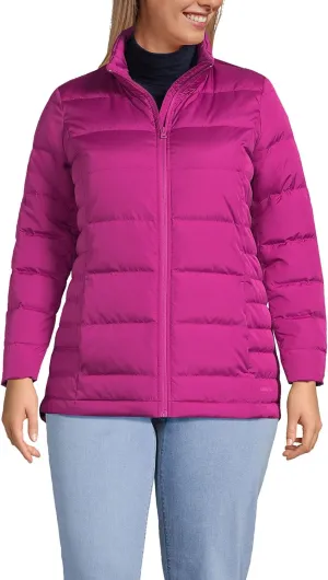 Lands' End Womens Puffer Down Jacket Magenta Berry Plus 1x