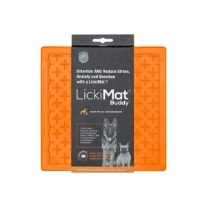 LickiMat Buddy Slow Feeder Mat for Dogs Orange