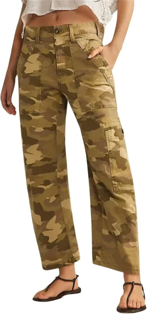 LifeShe Camo Cargo Pants for Women Army Camouflage Mid Rise Wide Straight Leg Trousers with Belt