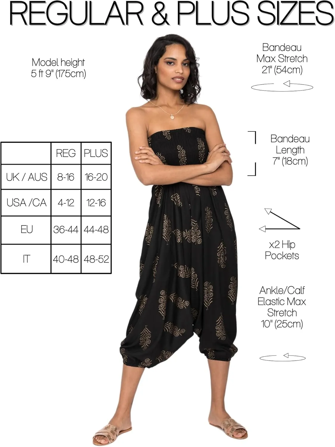 likemary Harem Pants Women - Boho Pants Pull Up into Jumpsuit with Pockets - 2-in-1 Hippie Pants and Romper Jumper Outfit