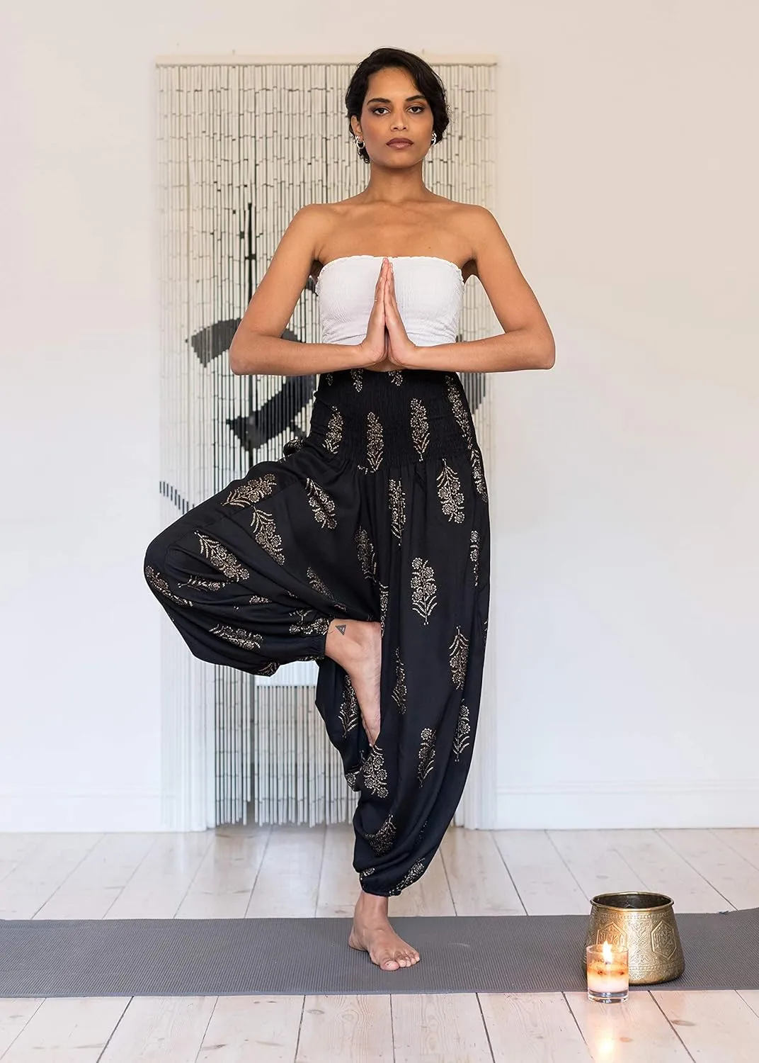 likemary Harem Pants Women - Boho Pants Pull Up into Jumpsuit with Pockets - 2-in-1 Hippie Pants and Romper Jumper Outfit
