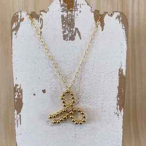 Long Beaded Bow Necklace