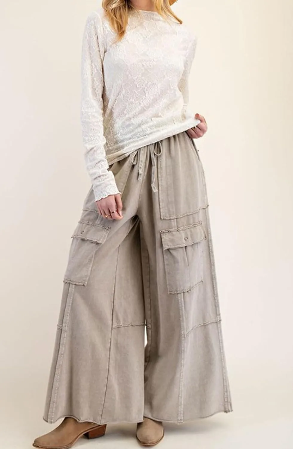 loveimgs Women 2025 Baggy High Waisted Wide Leg Cargo Pants Pockets Y2k Utility Pants Palazzo Sweatpants Slacks Trousers