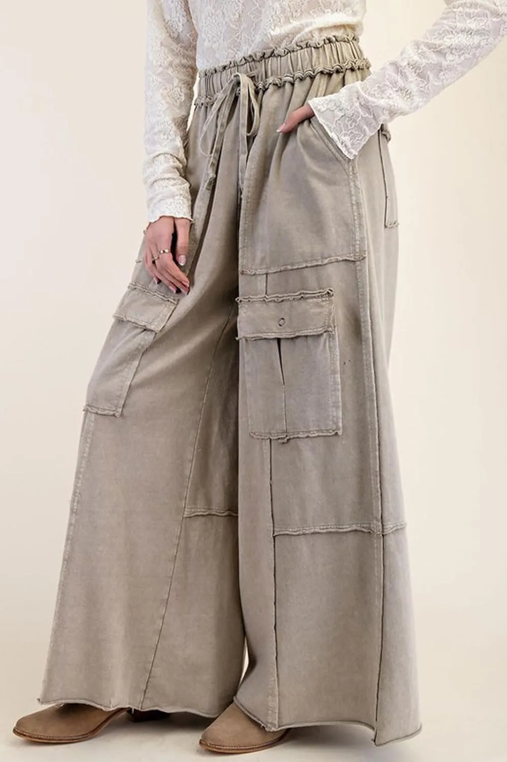 loveimgs Women 2025 Baggy High Waisted Wide Leg Cargo Pants Pockets Y2k Utility Pants Palazzo Sweatpants Slacks Trousers