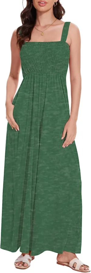 LOZ Women's Summer Casual Rompers Jumpsuits with Pockets Sleeveless Wide Leg Overalls One Piece Loose Travel Clothes Outfits