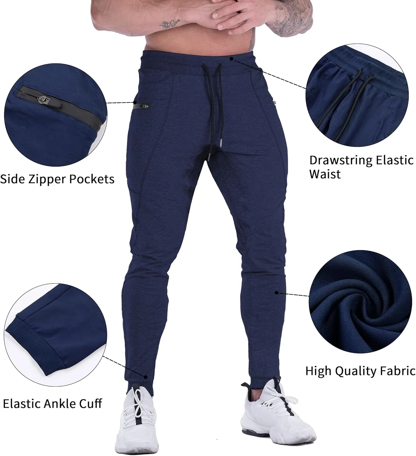 MAIKANONG Mens Slim Joggers Tapered Sweatpants Gym Workout Pants for Running Athletic Casual