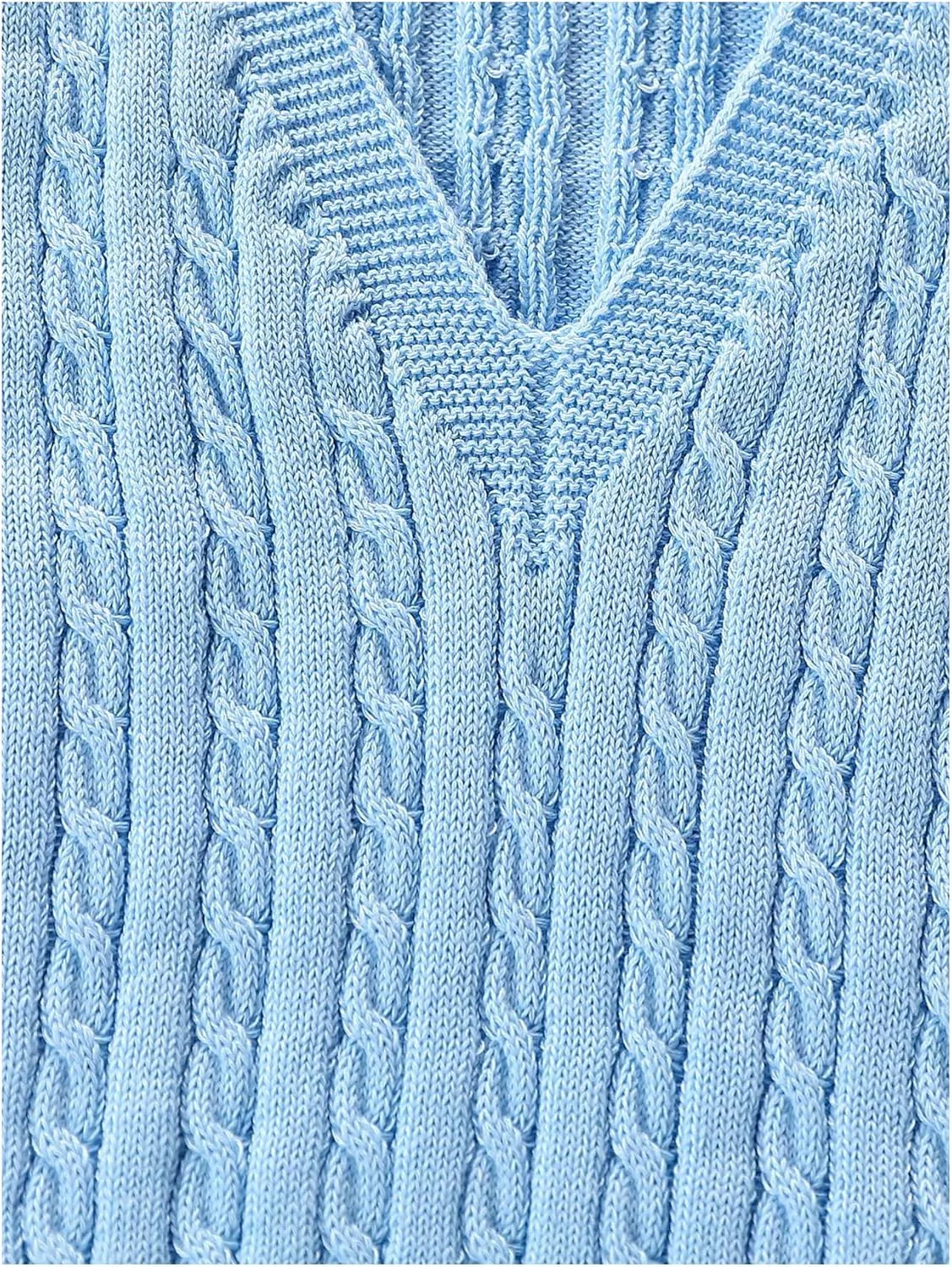 MakeMeChic Girl's Cable Knit Vest V Neck Sleeveless Crop Cute Sweater Vests
