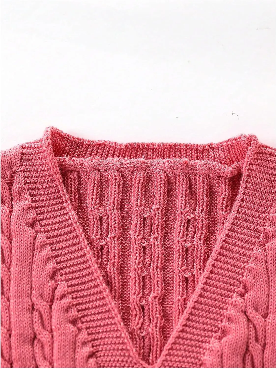 MakeMeChic Girl's Cable Knit Vest V Neck Sleeveless Crop Cute Sweater Vests