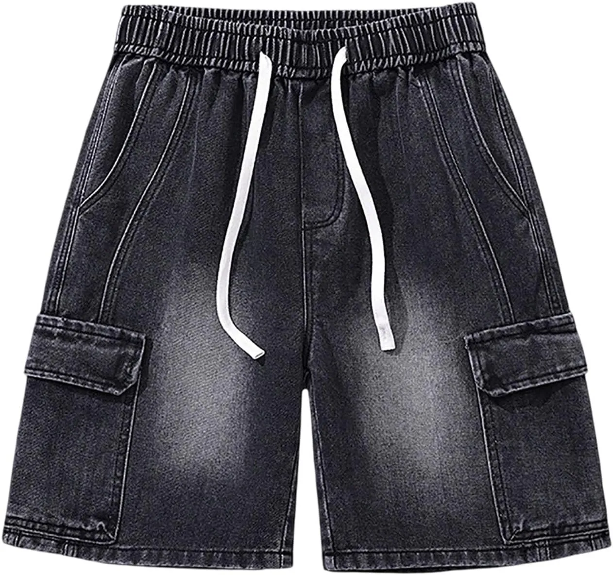 Men Baggy Denim Jorts Y2K Grunge Loose Fit Hip Hop Jean Shorts Casual Long Jeans with Pockets Streetwear