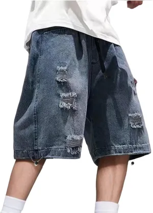 Men Baggy Denim Jorts Y2K Grunge Loose Fit Hip Hop Jean Shorts Summer Casual Short Jeans Streetwear Clothes