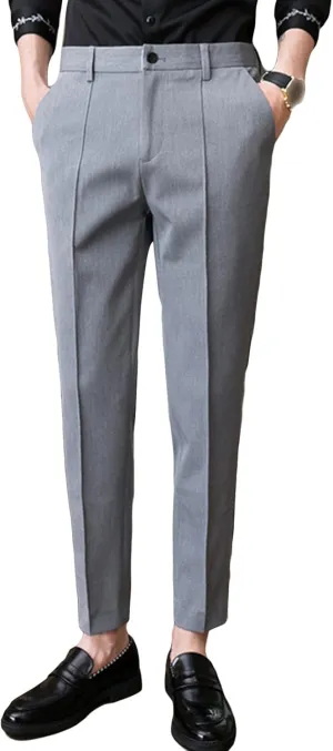 Men'S 4-Way Stretch Dress Pant Slim Fit Flat Front Business Trousers Straight-Fit Modern Chino Pant Suit Pant (32,Grey), Grey, 32