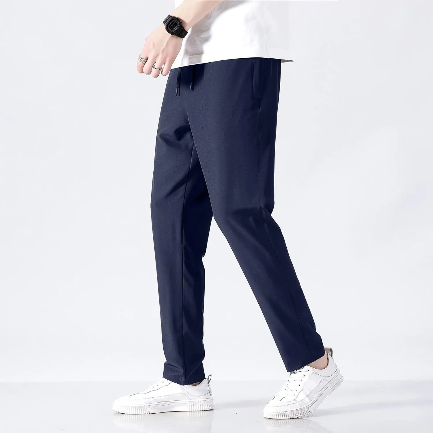 Men's Athletic Pants Thin Lightweight Quick Dry Pants Loose Ice Silk Solid Sports Trousers Straight Leg Cargo Pant