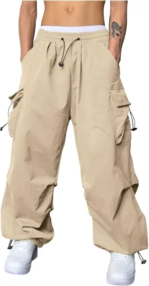 Men's Baggy Cargo Pants Casual Parachute Cargo Pants Stretch Loose Fit Joggers Multi Pockets