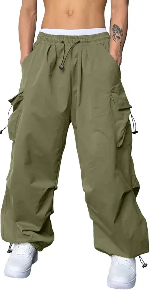 Men's Baggy Cargo Pants Casual Parachute Cargo Pants Stretch Loose Fit Joggers Multi Pockets