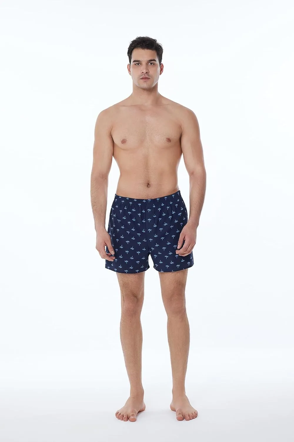 Men's Boxers Underwear 100% Cotton Printed Woven Boxers for Men Pack Boxer Shorts