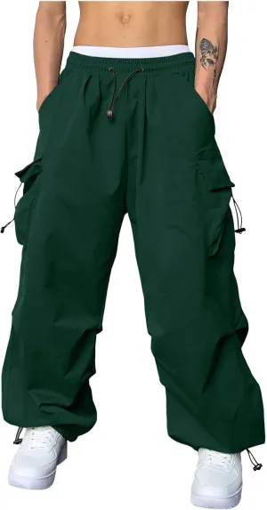 Mens Cargo Pants Loose Fit Casual Joggers Drawstring Waist Cargo Chino Pant with Pockets