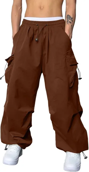 Mens Cargo Pants Loose Fit Casual Joggers Drawstring Waist Cargo Chino Pant with Pockets