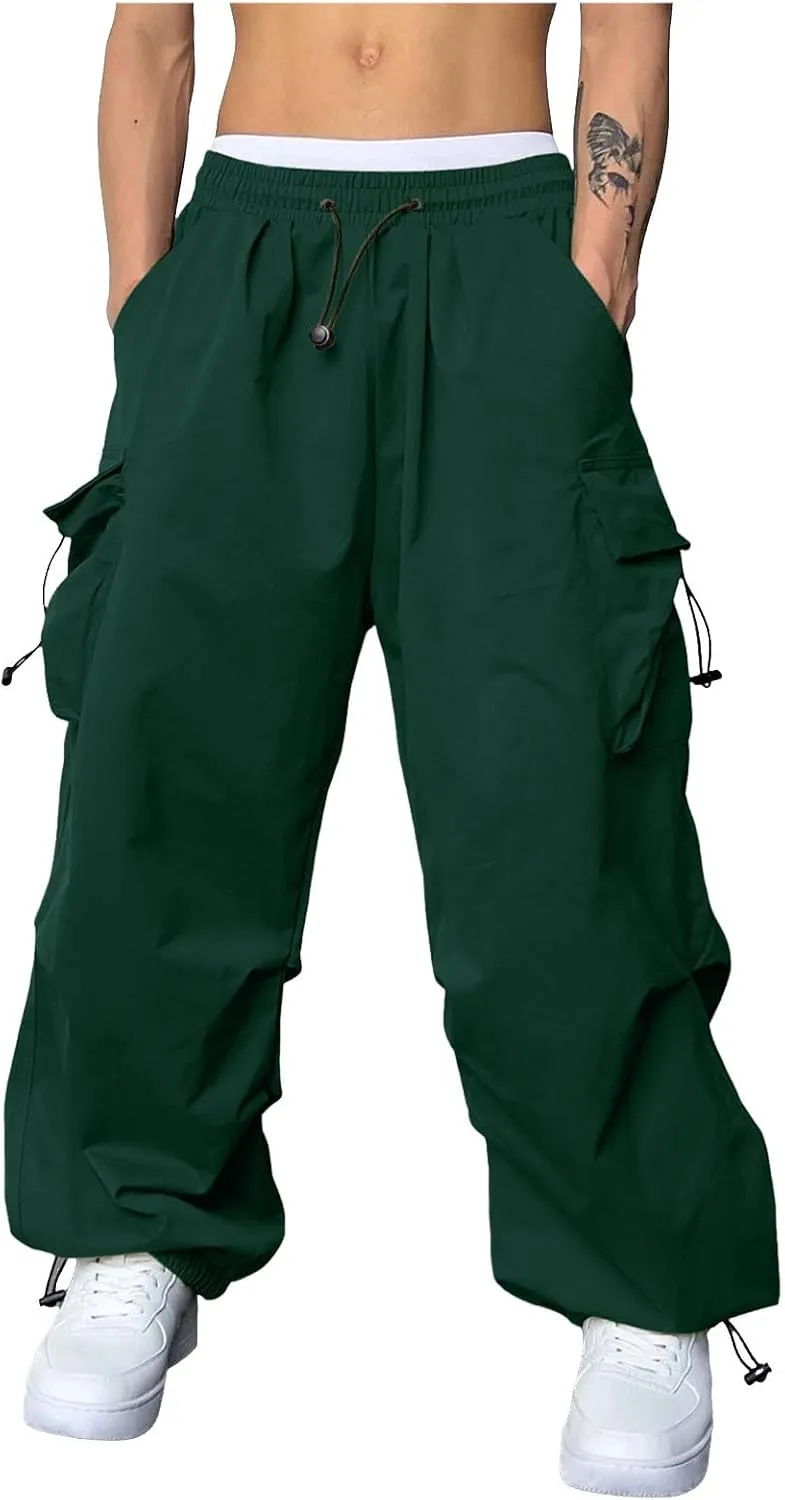 Mens Cargo Pants Loose Fit Casual Joggers Drawstring Waist Cargo Chino Pant with Pockets