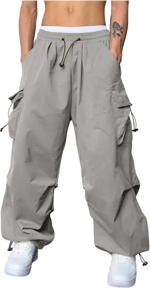 Mens Cargo Pants Loose Fit Casual Joggers Drawstring Waist Cargo Chino Pant with Pockets