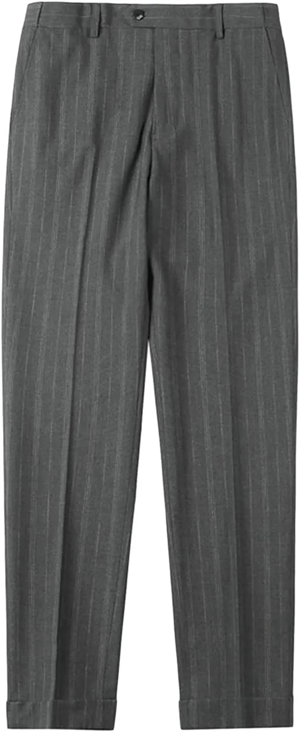 Men's Classic Athletic Pants Slim Fit Business Dress Pants Chino Pant Flat Front Straight Fit Suit Pant (36,Black)