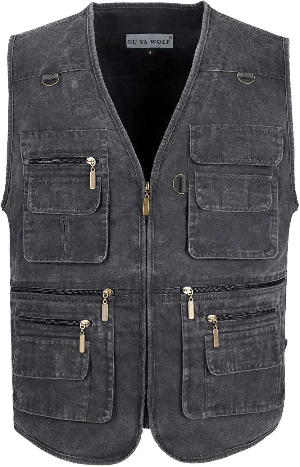 Men's Fishing Vest Stone Washed Denim Multi Pockets Outdoor Casual Work Utility Travel Photo Hunting Cargo Vests