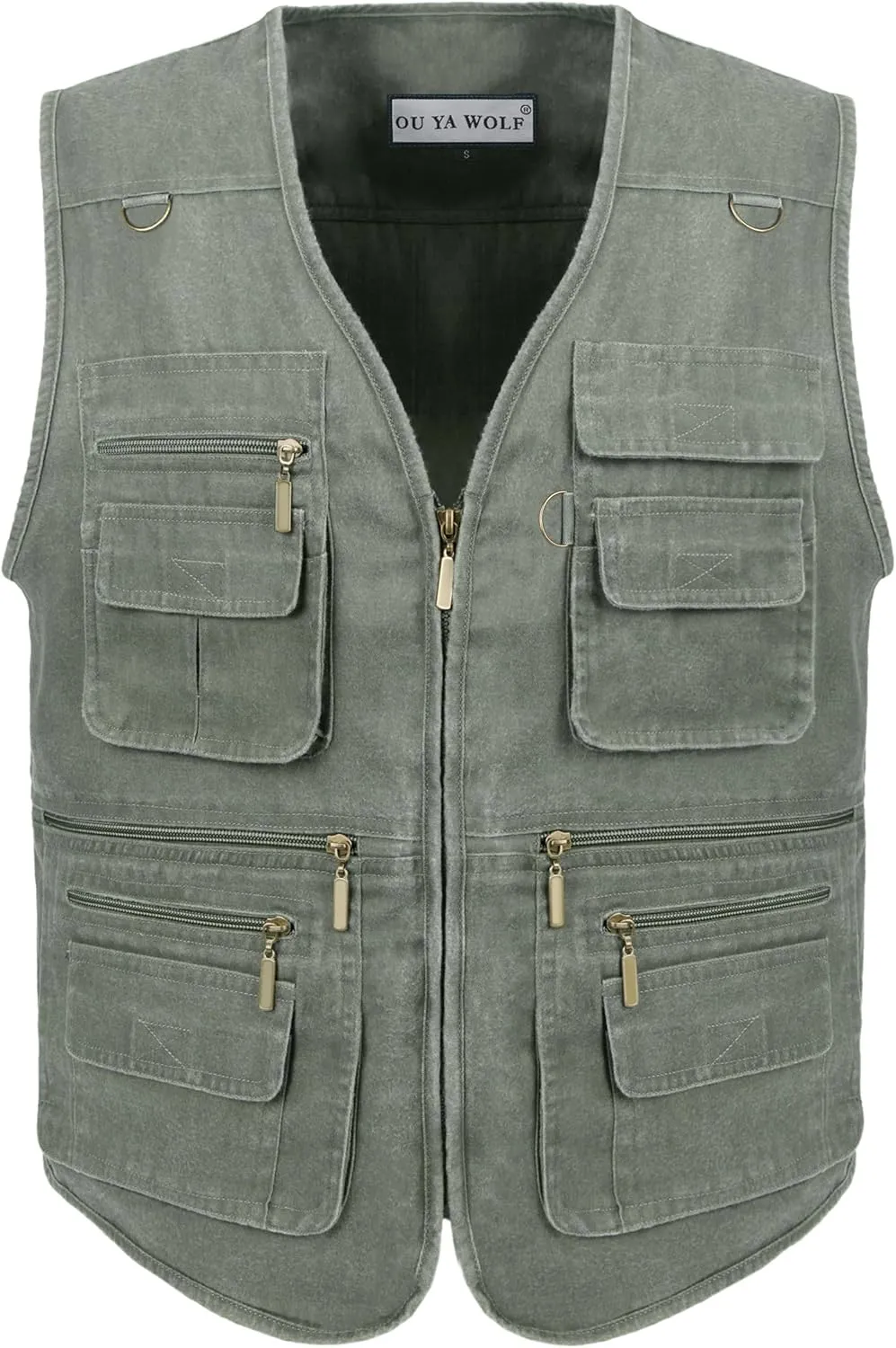 Men's Fishing Vest Stone Washed Denim Multi Pockets Outdoor Casual Work Utility Travel Photo Hunting Cargo Vests