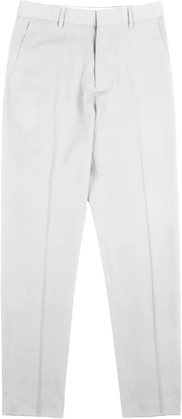 Men'S Flat Front Straight Fit Dress Pant Casual Skinny Stretch Chinos Pants Slim Fit Business Pant With Pocket (34,White), White, 34