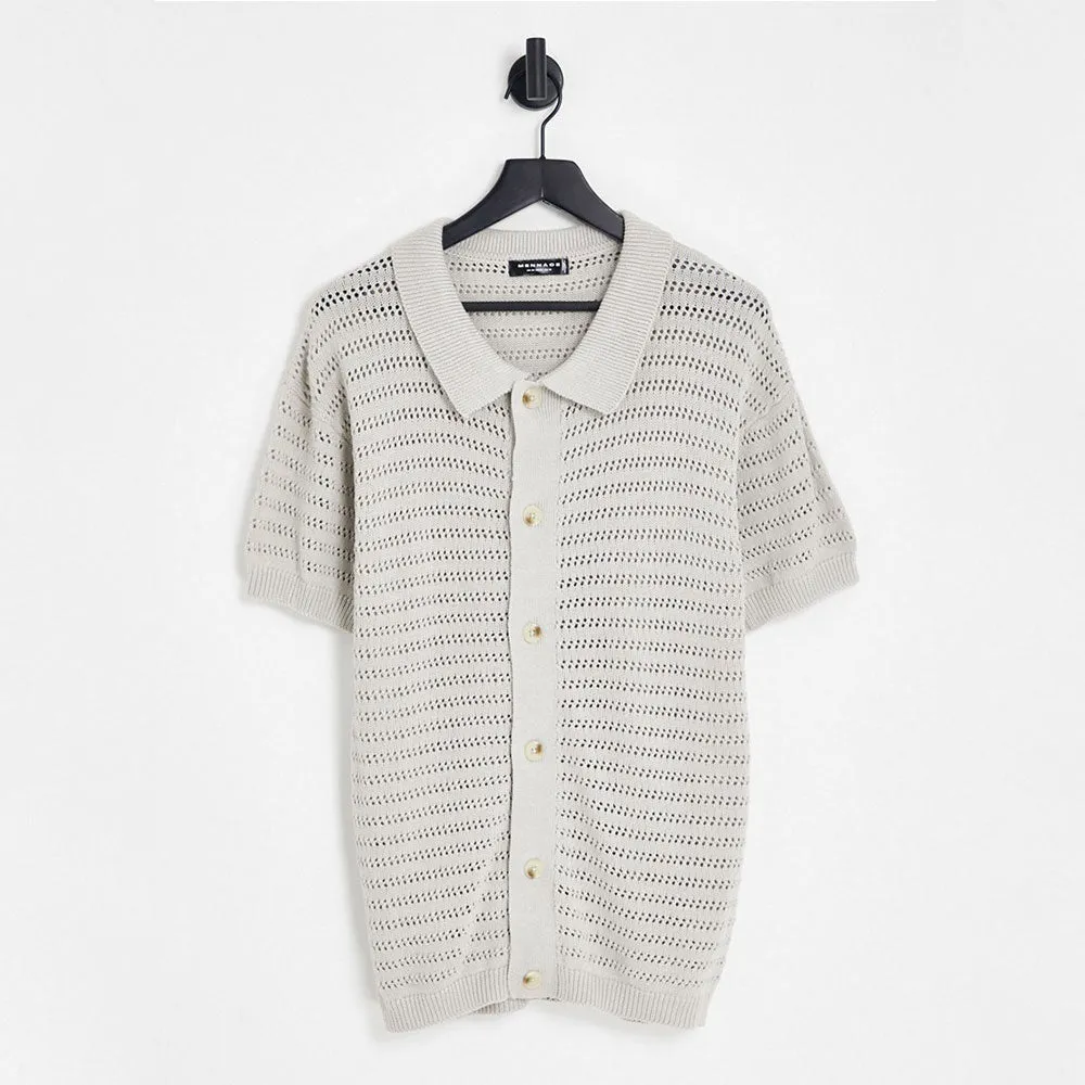 Men's Fleece Knitted Top,Greige
