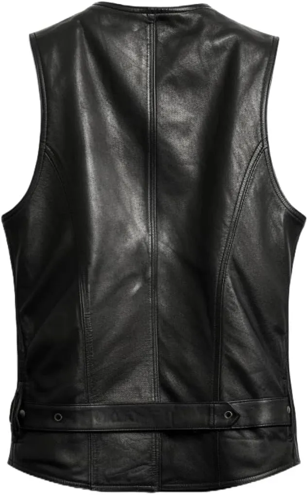 Mens Leather Vintage Vests, Club Leather Vest for Mens, Cowboy Leather Vests Western style