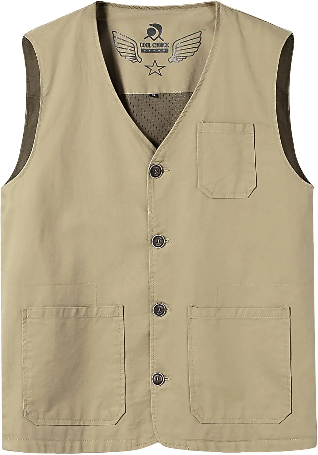 Men's Lightweight Casual Vest Outdoor Cotton Vest Breathable Multi-Pocket Waistcoat Fishing Safari Travel Vests