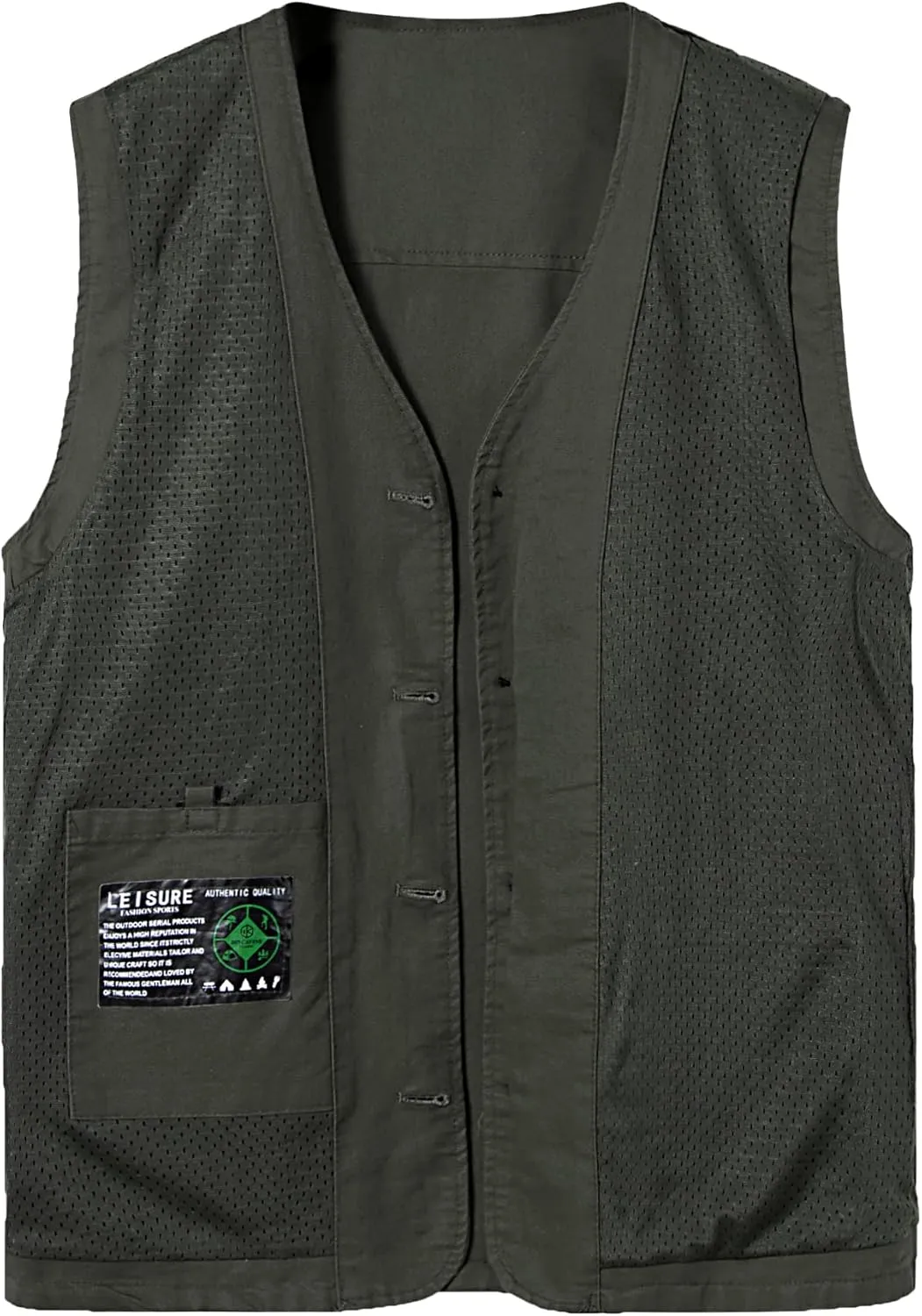 Men's Lightweight Casual Vest Outdoor Cotton Vest Breathable Multi-Pocket Waistcoat Fishing Safari Travel Vests