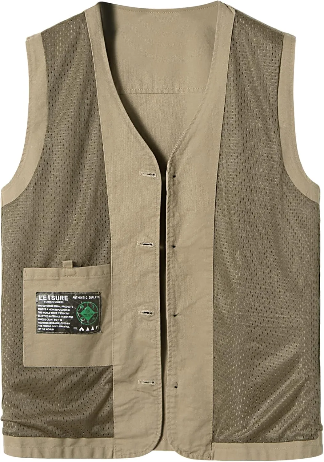 Men's Lightweight Casual Vest Outdoor Cotton Vest Breathable Multi-Pocket Waistcoat Fishing Safari Travel Vests