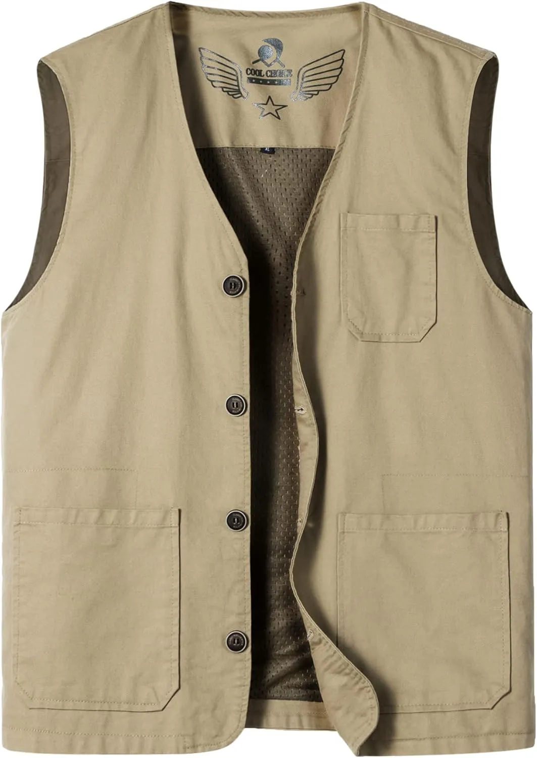 Men's Lightweight Casual Vest Outdoor Cotton Vest Breathable Multi-Pocket Waistcoat Fishing Safari Travel Vests
