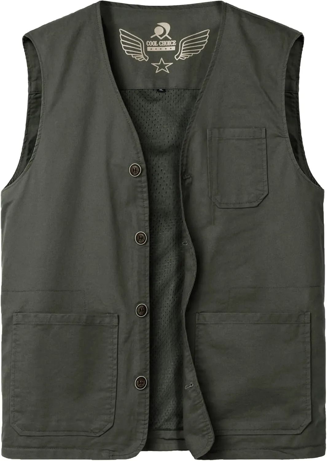 Men's Lightweight Casual Vest Outdoor Cotton Vest Breathable Multi-Pocket Waistcoat Fishing Safari Travel Vests