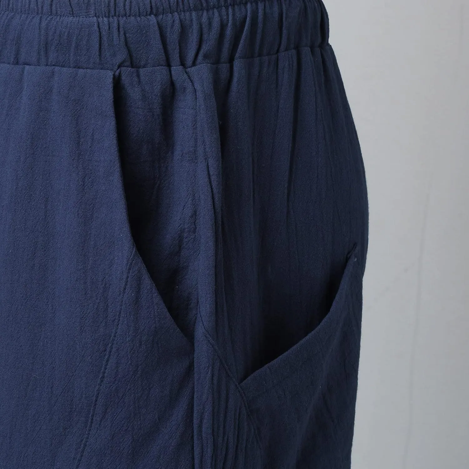 Men's Linen Pants Loose Fit Casual Lightweight Wide Leg Breathable Drawstring Waist Baggy Joggers Trousers