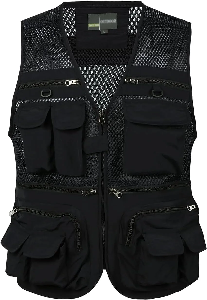 Mens Outdoor Fishing Vest Safari Travel Photography Vests Jacket Multi Pocket