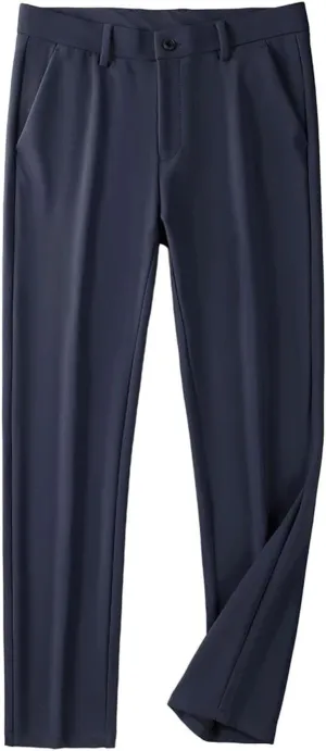 Men's Pants Stretched Nylon Slim Fit Chinos Male Business Casual Work Straight Long Slacks Male Suit Trousers