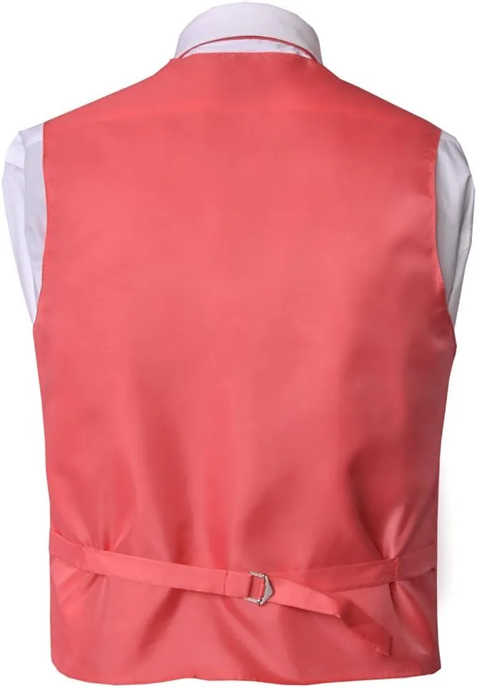 Men's Premium Solid Vest & NeckTie & Pocket Square Set for Suit & Tuxedo