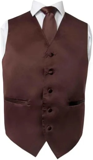 Men's Premium Solid Vest - Necktie  Bow Tie - Pocket Square 4 Piece Set for Suits & Tuxedos