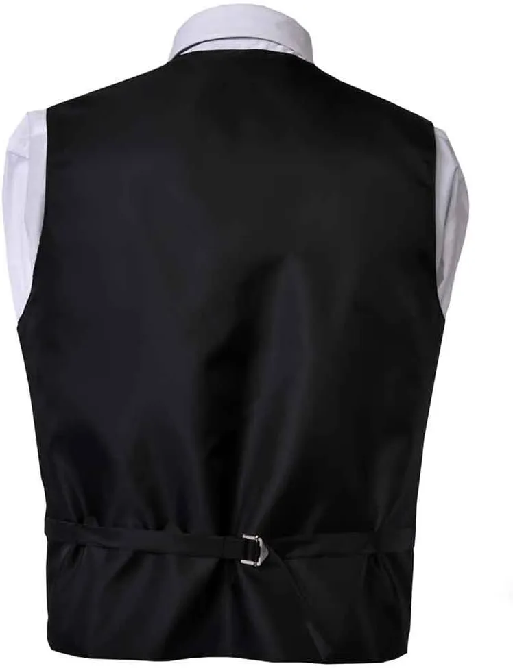 Men's Premium Solid Vest - Necktie  Bow Tie - Pocket Square 4 Piece Set for Suits & Tuxedos