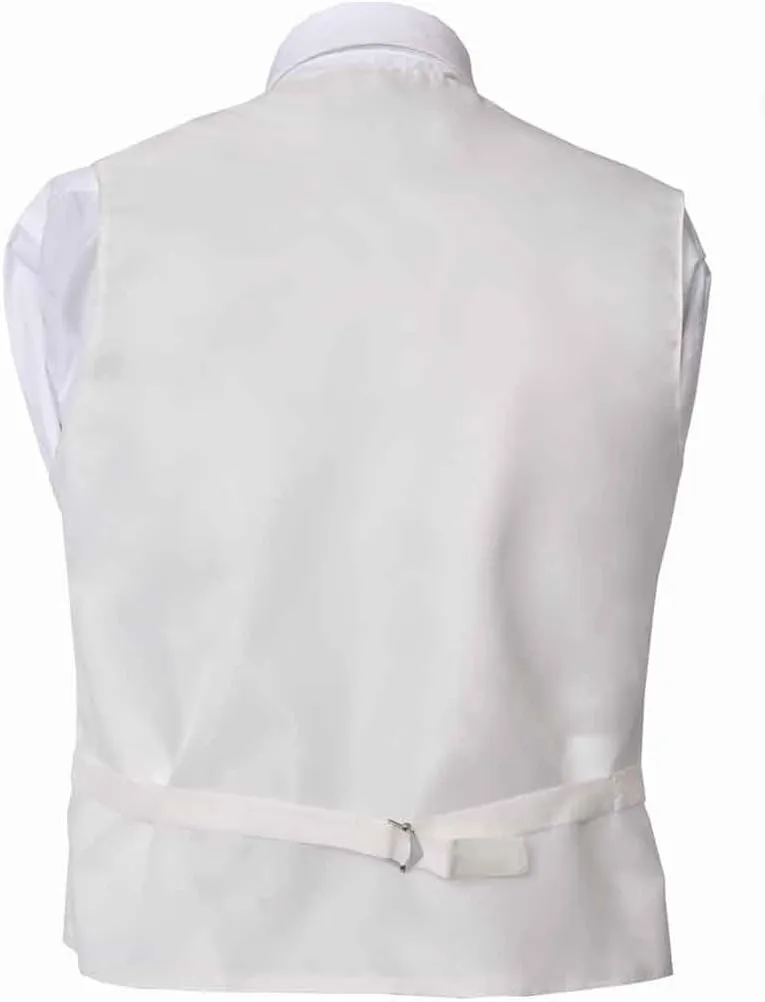 Men's Premium Solid Vest - Necktie  Bow Tie - Pocket Square 4 Piece Set for Suits & Tuxedos
