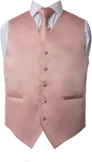 Men's Premium Solid Vest - Necktie  Bow Tie - Pocket Square 4 Piece Set for Suits & Tuxedos