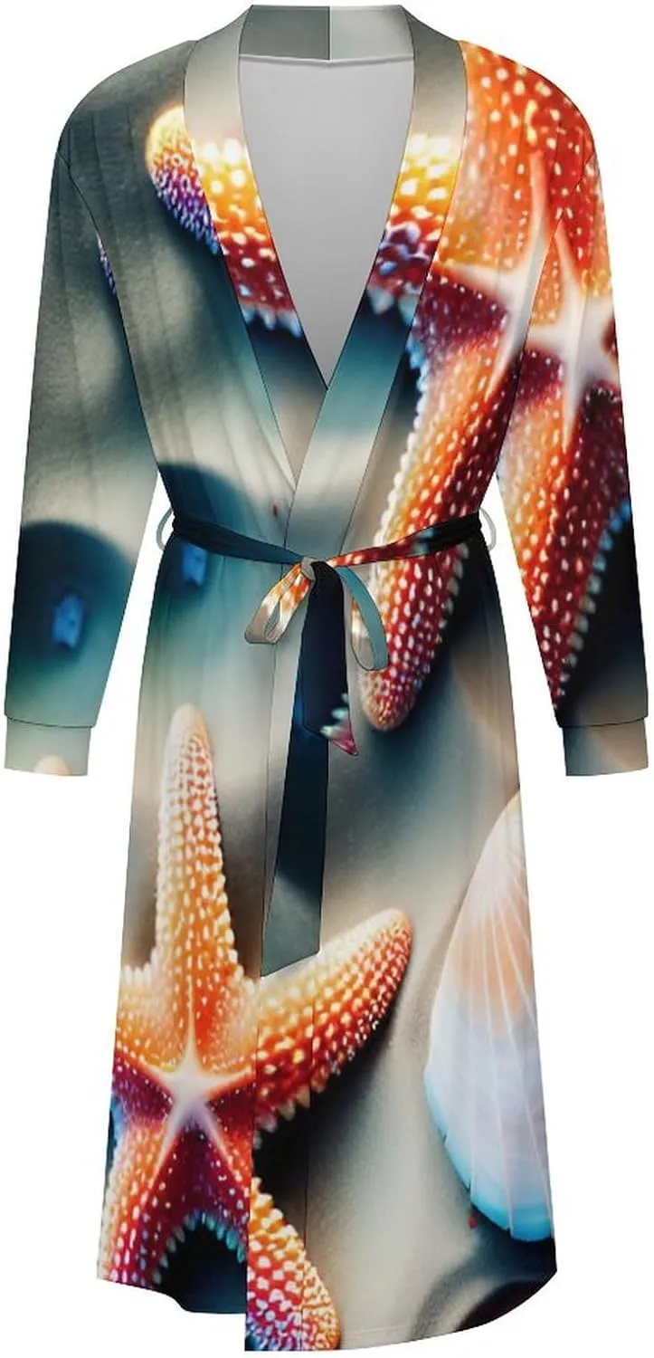 Mens Robe Lightweight Bathrobe Shawl Collar Kimono Sleepwear Loungewear House Robes Nightshirt