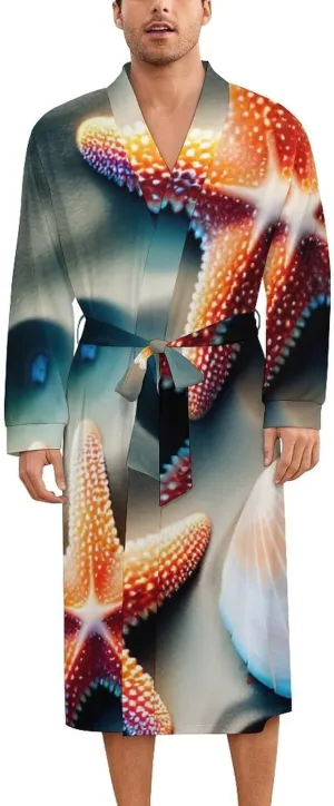 Mens Robe Lightweight Bathrobe Shawl Collar Kimono Sleepwear Loungewear House Robes Nightshirt