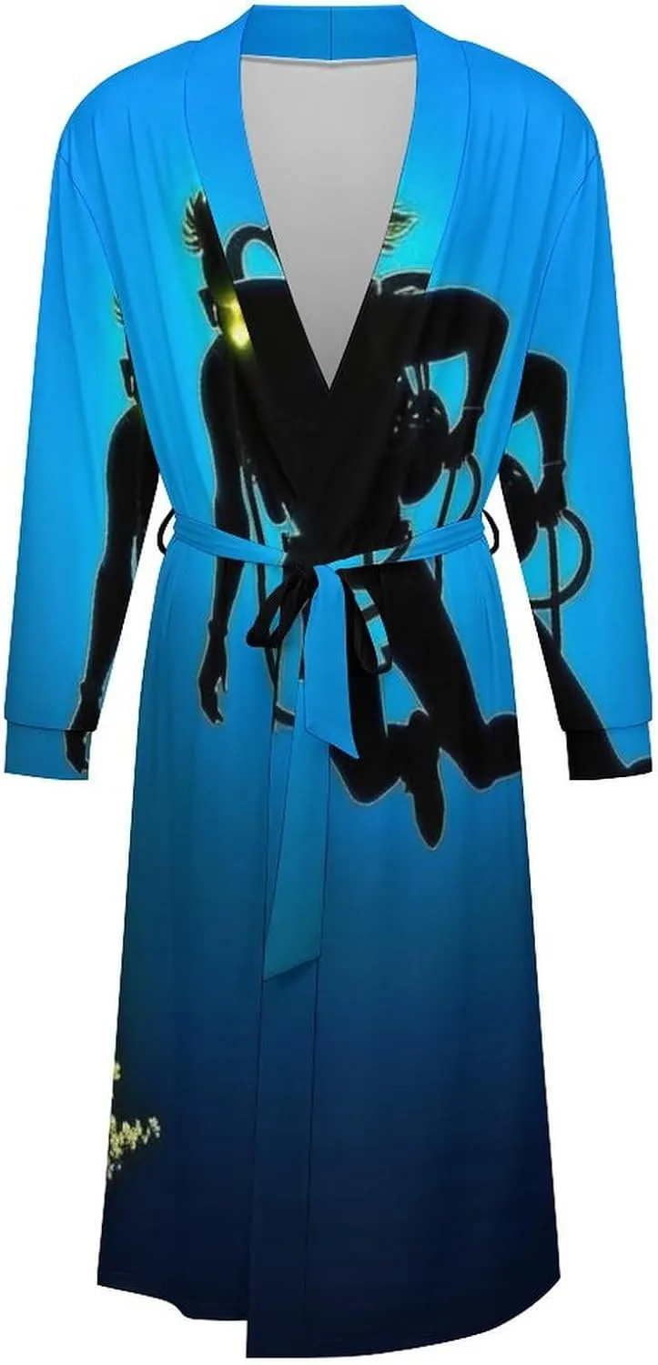 Mens Robe Lightweight Bathrobe Silky Nightshirt Kimono Bathrobe Nightshirt