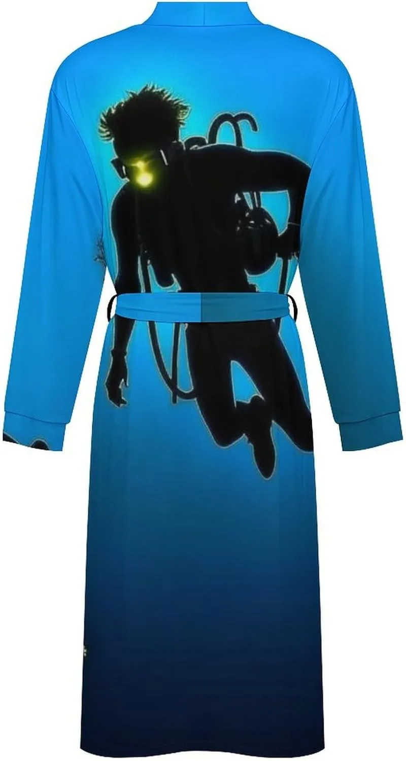 Mens Robe Lightweight Bathrobe Silky Nightshirt Kimono Bathrobe Nightshirt