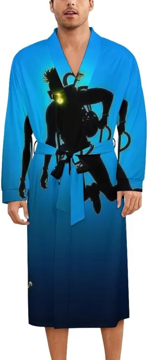 Mens Robe Lightweight Bathrobe Silky Nightshirt Kimono Bathrobe Nightshirt
