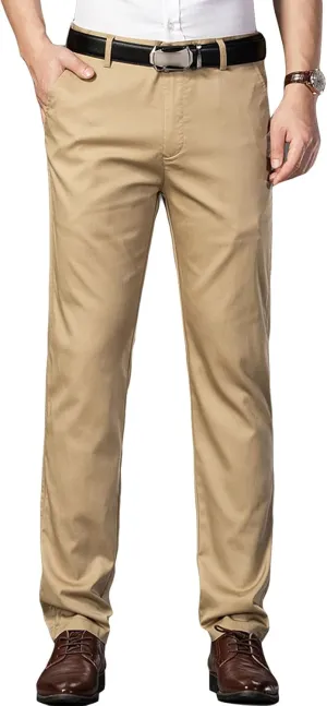 Men's Slim Fit Flat Front Pant Relaxed Business Dress Pant Chino Pant Skinny Fit Stretch Weddings Dress Pant