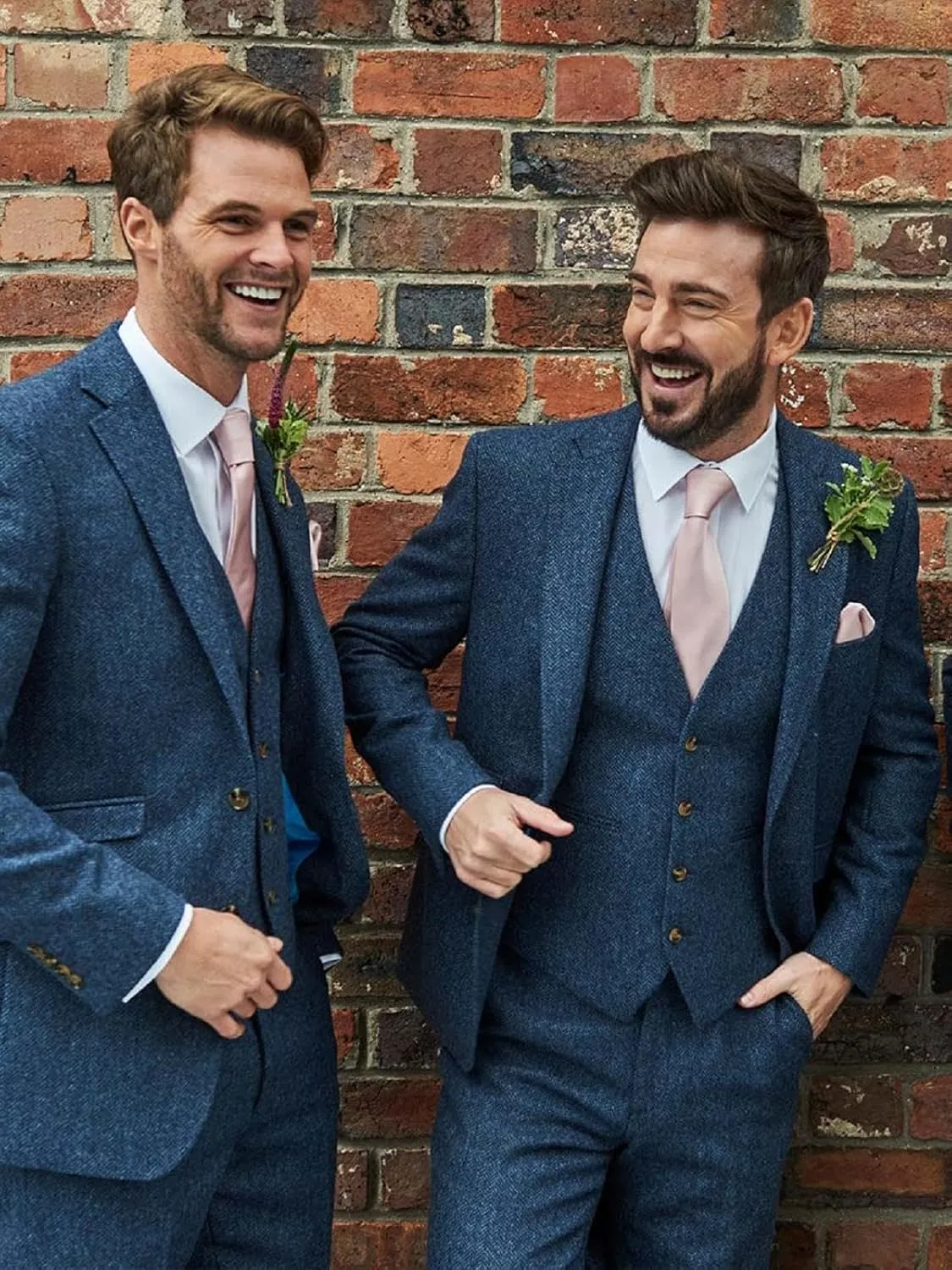 Mens Suit 3 Pieces Slim Fit Tweed Herringbone Retro Wool Suits Groom Tuxedos Prom Wedding Suits Jacket Blazer Vest Pants Sets